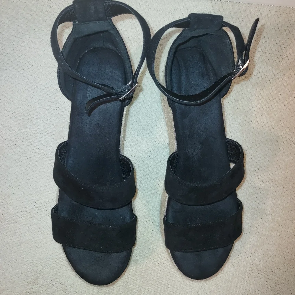 Nalho AMARA BLACK PLATFORM WEDGE SANDALS sz 10